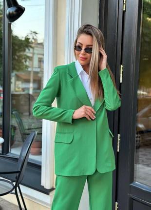 Яркий,стильный костюм базовый  тройка,пиджак,брюки,рубашка розовый,зеленый,42-44;44-466 фото