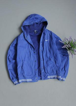 Nike vintage куртка мужская с капюшоном найк синяя винтаж винтажная adidas oakley polo ralph lauren jordan swoosh с вышитым логотипом