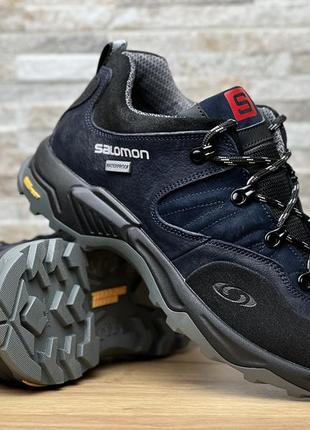 Чоловічі шкіряні кросівки salomon contagrip black10 фото