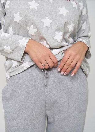 Піжама жіноча кофта та штани сіра в зірочку 149495 фото