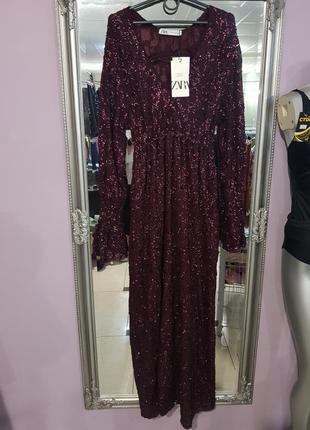 Роскошное платье zara - с - на с, м  - очень крутое - расшито пайетками и бисером5 фото