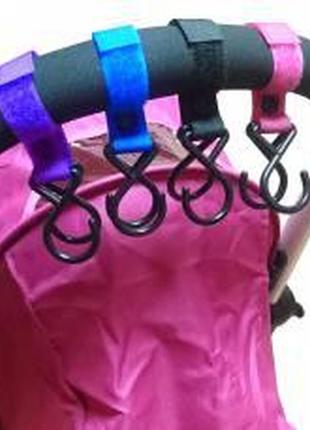 Гачки для сумок 6 штук,є різні кольори,на липучках,для дитячої коляски,підходить для будь-яких колясок2 фото