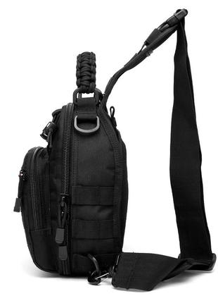 Сумка-рюкзак тактична однолямкова чорна ze0141 laser6 фото