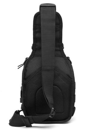 Сумка-рюкзак тактична однолямкова чорна ze0141 laser3 фото