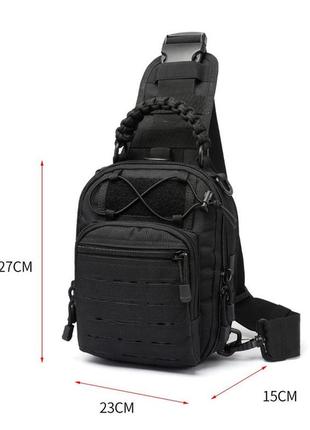 Сумка-рюкзак тактична однолямкова чорна ze0141 laser2 фото