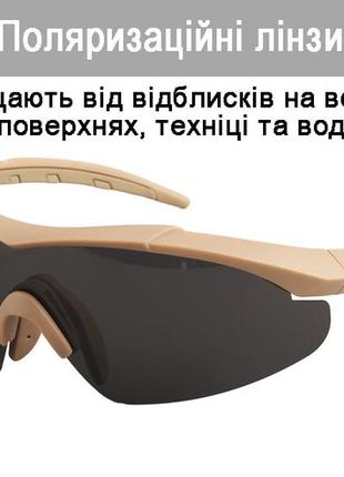 Тактические очки 5.11 aileron shield с 3 линзами олива оправа с поляризацией5 фото