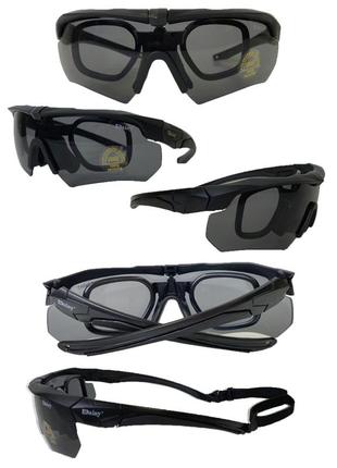 Защитные тактические солнцезащитные очки  .3 комплекта линз  daisy x10 black2 фото
