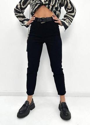 Женские вельветовые брюки 50 размер. черный