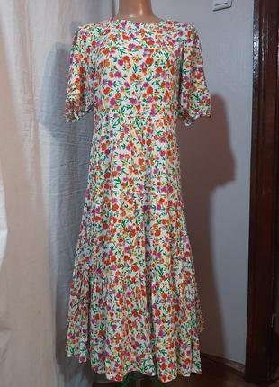 Довга віскозна квіткова сукня вільного крою1 фото