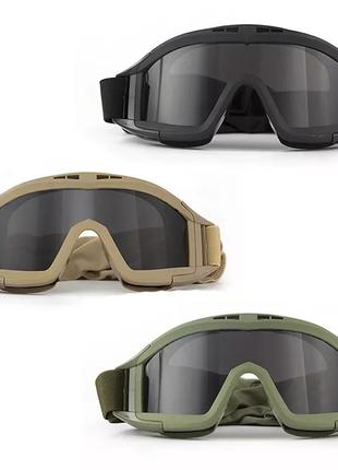 Тактические очки защитная маска revision с 3 линзами / баллистические очки с сменными линзами (олива)9 фото