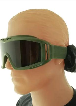 Тактические очки защитная маска revision с 3 линзами / баллистические очки с сменными линзами (олива)10 фото