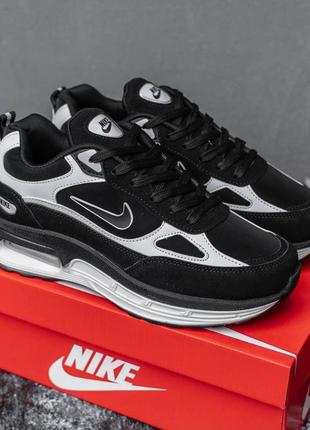 Демисезонные чёрные кроссовки nike air max демісезонні чорні кросівки nike air max4 фото