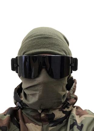 Балістичні окуляри зі змінними лінзами (чорна) / тактичні окуляри захисна маска з 3 лінзами