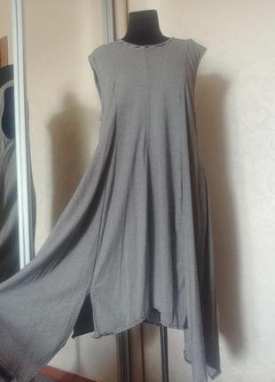 Трикотажное платье сарафан полоска ассиметрия niederberger бохо1 фото