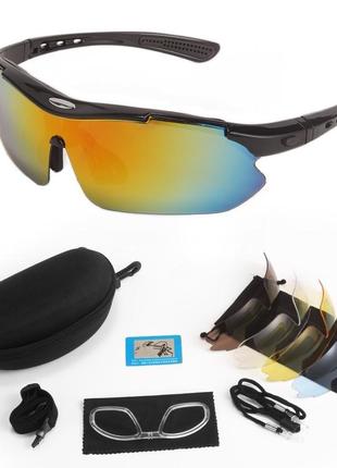 Солнцезащитные очки тактические oakley black с поляризацией 5 линз one siz+