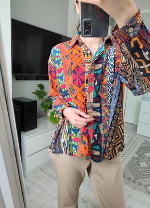 Нова шовкова італійська блуза в стилі печворк від unbreak.it3 фото