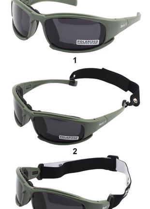 Тактические защитные спортивные очки daisy x7 олива.4 сменные линзы4 фото