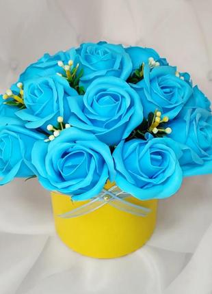 Букет квітів зі спіненого мила у коробці троянди1 фото
