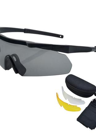 Защитные тактические солнцезащитные очки ess олива .3 комплектов линз.толщина линз 3 мм !