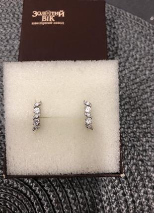 Серьги, серебро 925*, покрытие родий, камень-цирконий.