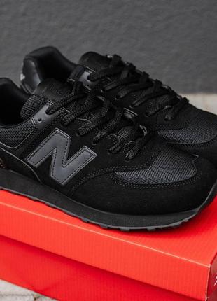 Демисезонные чёрные кроссовки new balance 574 демісезонні чорні кросівки new balance 5741 фото