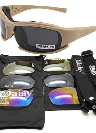 Защитные тактические солнцезащитные очки + 7 комплектов линз daisy x7-x койот толщина линз 2 мл-увеличинная