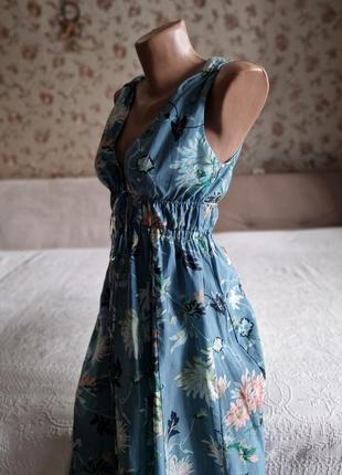 Женское бирюзовое  платье сарафан в цветочный принт  h m5 фото