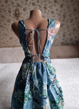 Женское бирюзовое  платье сарафан в цветочный принт  h m6 фото