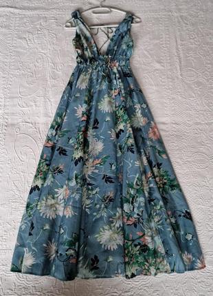 Женское бирюзовое  платье сарафан в цветочный принт  h m10 фото