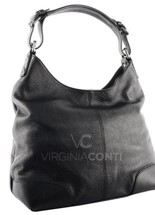 Мягкая кожаная сумка чёрная сумка из натуральной кожи сумка мешок кожаная италия1 фото