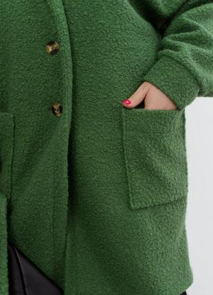 Кардиган тедди барашек букле каракуль лёгкое пальто рубашка с поясом средней длины мех шерсть зелёный графит черный коричневый беж голубой супер батал4 фото
