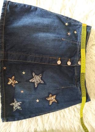 Гарна джинсова спідниця з пайетками зірка2 фото