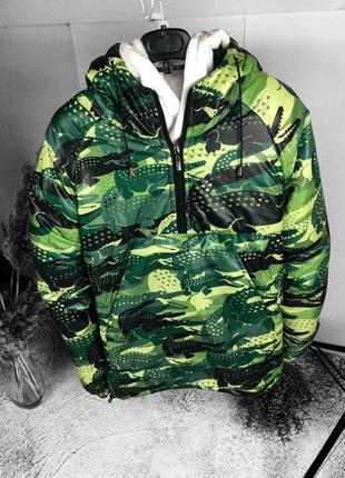 Демисезонный анорак с принтом. осенний анорак мужской утепленный