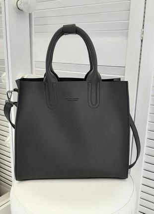 Черная модная женская сумка экокожа4 фото