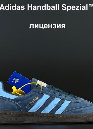 Мужские, синие с голубым, стильные и качественные кроссовки adidas handball spezial. 42-46. 12040 дш7 фото