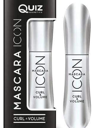 Туш для вій чорна "підкручування та об'єм" quiz cosmetics icon mascara, 9 гр4 фото