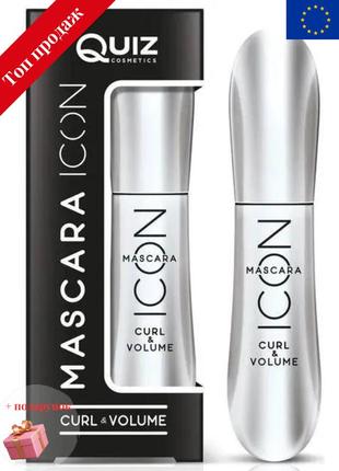 Туш для вій чорна "підкручування та об'єм" quiz cosmetics icon mascara, 9 гр5 фото