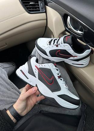 Мужские кроссовки nike air monarch white black red    #найк