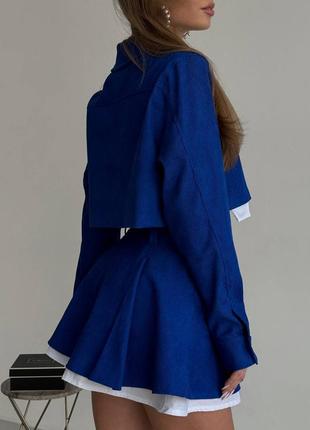 Вельветовий костюм двійка спідниця-шорти + піджак, вельветовий комплект на весну з піджаком3 фото