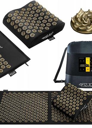 Килимок акупунктурний з подушкою 4fizjo ergo mat xl аплікатор кузнєцова 4fj0383 black/gold poland
