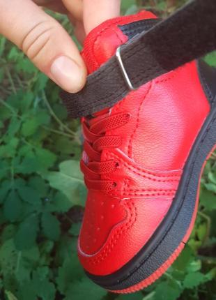 Хайтопи червоні кросівки аисокі без утеплення весна дівчинка хлопчик 22,23,24р3 фото