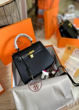 Трендова шкіряна сумочка чорна сумка hermes premium