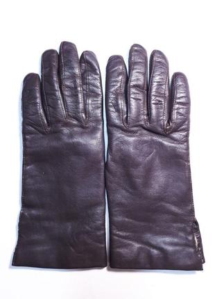 Шкіряні рукавички перчатки темно шоколадного кольору розмір с м