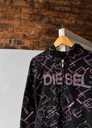 Diesel women’s vintage full printed zip hoodie embroidered logo жіноче, вінтажне худі2 фото