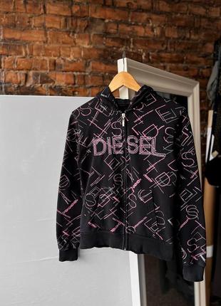 Diesel women’s vintage full printed zip hoodie embroidered logo жіноче, вінтажне худі