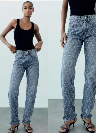 Джинсы zara со стразами 8197/230