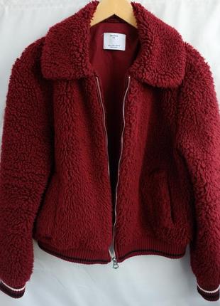 Бордова куртка шубка від bershka розмір l5 фото