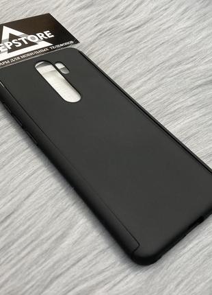 Чехол бампер 360 3 в 1 для xiaomi redmi note 8 pro противоударный защитное стекло в комплекте черный пластик5 фото