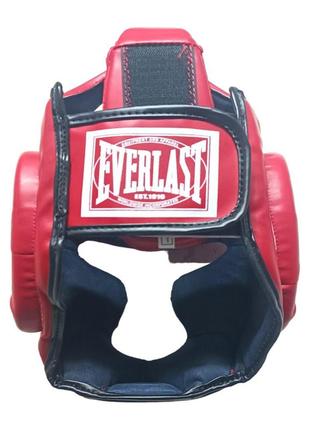 Шлем тренировочный каратэ everlast кик-бокс l кожзам красный5 фото