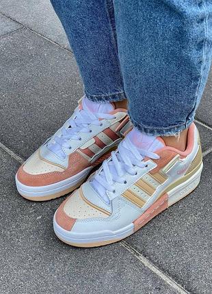 Adidas forum exhibit low white orange кроссовки кожаные